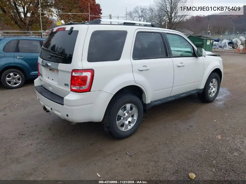 1FMCU9EG1CKB76409 2012 Ford Escape Limited