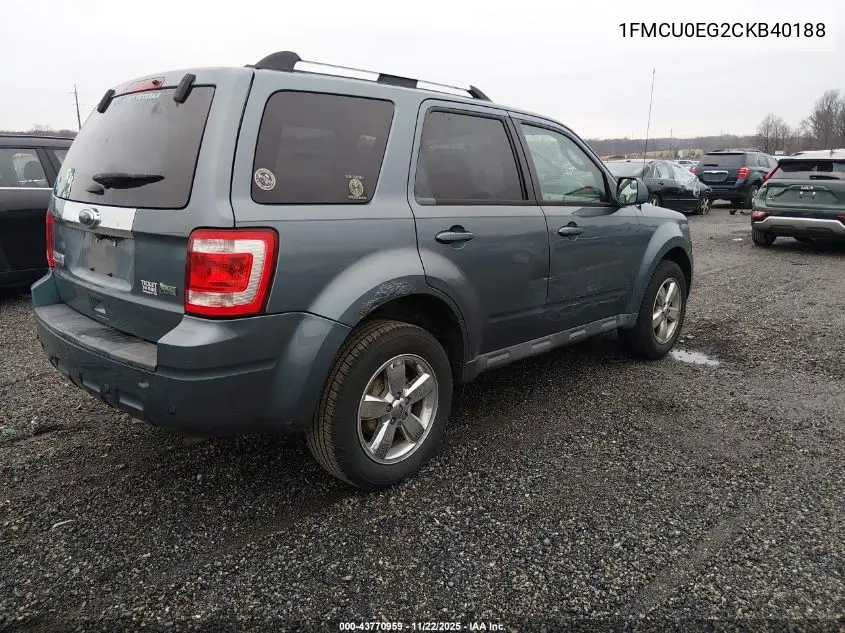 1FMCU0EG2CKB40188 2012 Ford Escape Limited