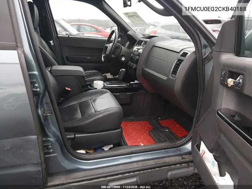1FMCU0EG2CKB40188 2012 Ford Escape Limited