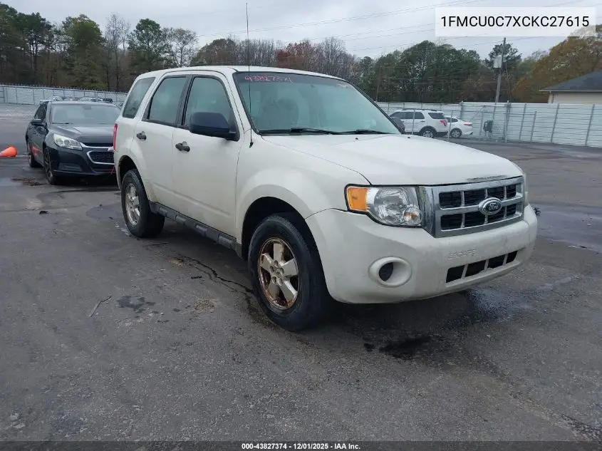 1FMCU0C7XCKC27615 2012 Ford Escape Xls
