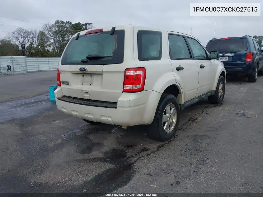 1FMCU0C7XCKC27615 2012 Ford Escape Xls