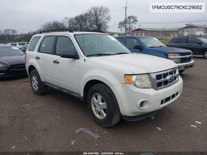1FMCU0C79CKC29002 2012 Ford Escape Xls