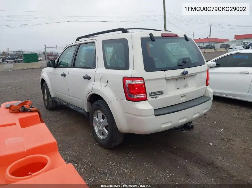 1FMCU0C79CKC29002 2012 Ford Escape Xls