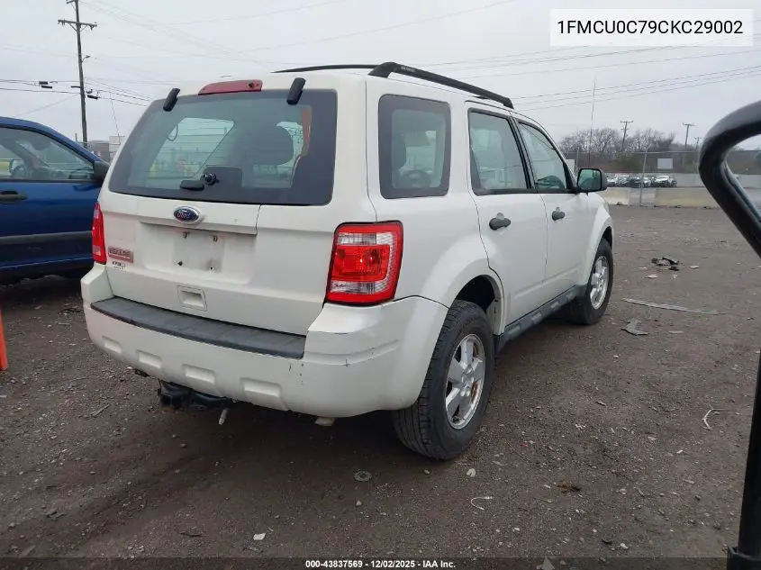 1FMCU0C79CKC29002 2012 Ford Escape Xls