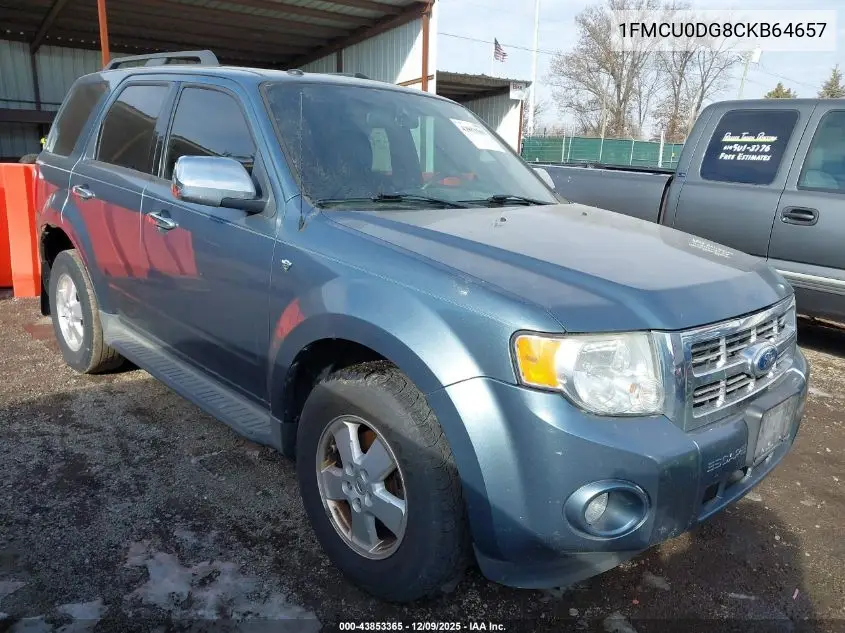 1FMCU0DG8CKB64657 2012 Ford Escape Xlt