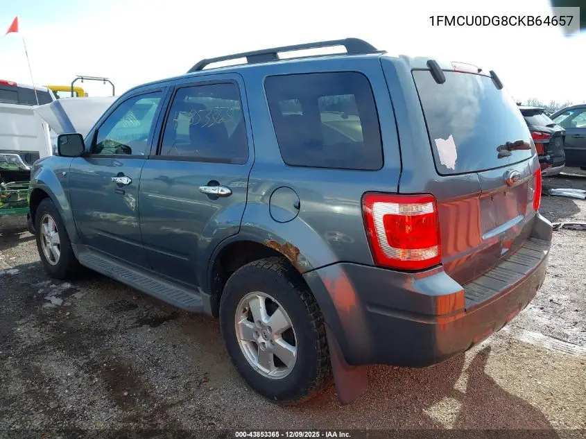 1FMCU0DG8CKB64657 2012 Ford Escape Xlt