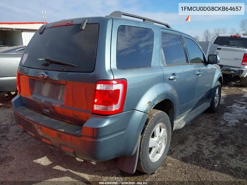 1FMCU0DG8CKB64657 2012 Ford Escape Xlt