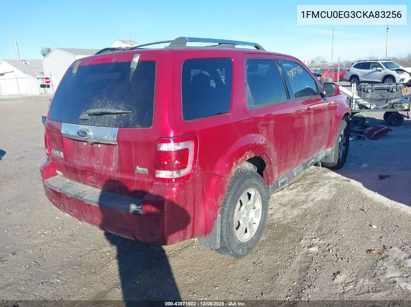 1FMCU0EG3CKA83256 2012 Ford Escape Limited