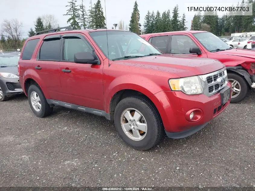 1FMCU0D74CKB67703 2012 Ford Escape Xlt