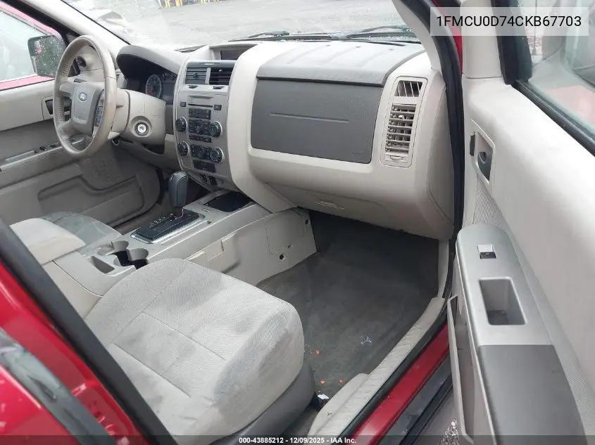 1FMCU0D74CKB67703 2012 Ford Escape Xlt
