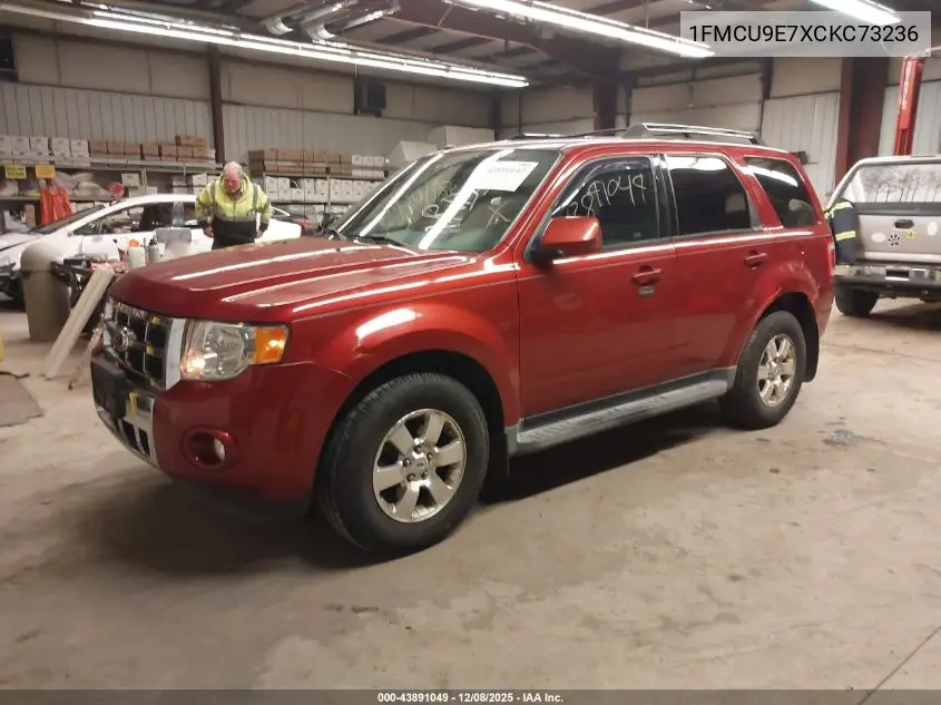 1FMCU9E7XCKC73236 2012 Ford Escape Limited