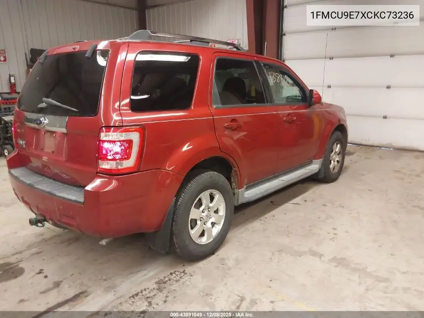 1FMCU9E7XCKC73236 2012 Ford Escape Limited