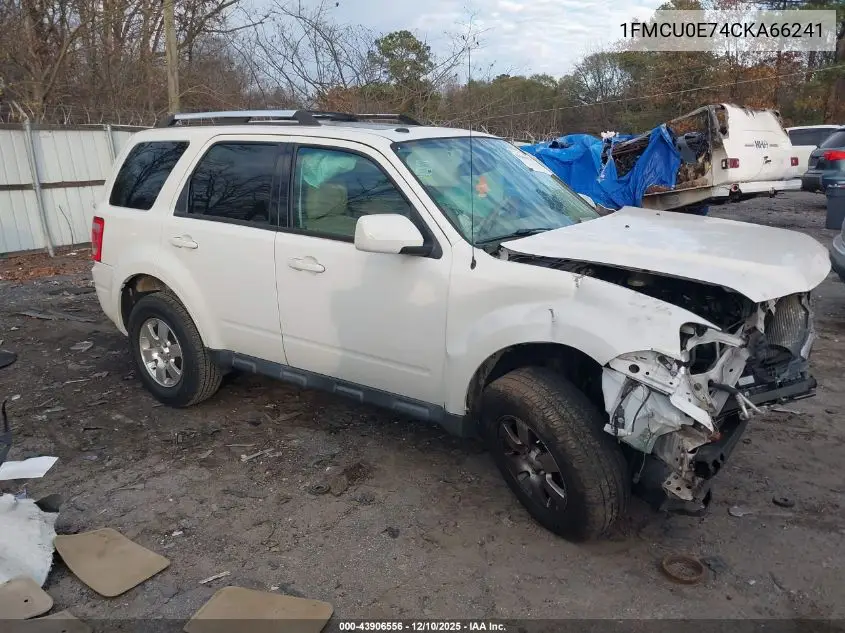 1FMCU0E74CKA66241 2012 Ford Escape Limited