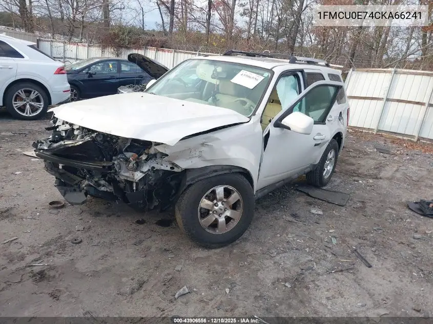 1FMCU0E74CKA66241 2012 Ford Escape Limited