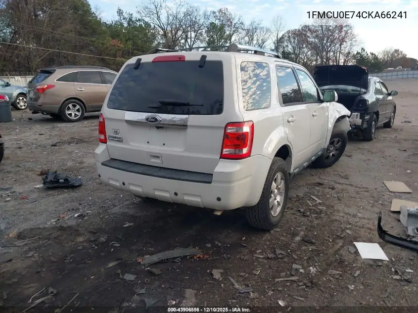 1FMCU0E74CKA66241 2012 Ford Escape Limited