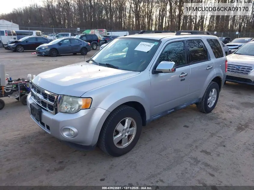 1FMCU0DG6CKA09170 2012 Ford Escape Xlt