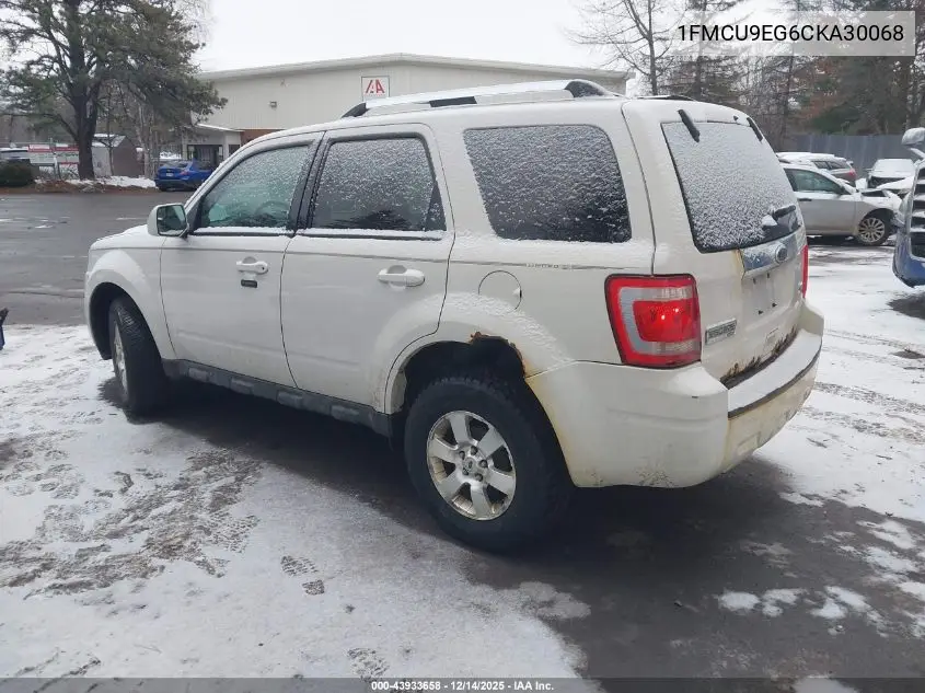 1FMCU9EG6CKA30068 2012 Ford Escape Limited