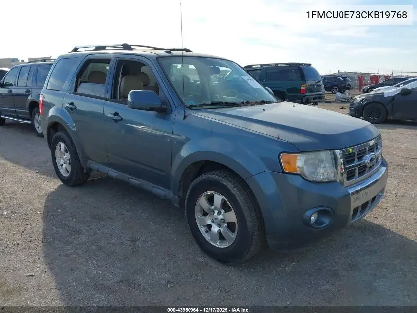 1FMCU0E73CKB19768 2012 Ford Escape Limited