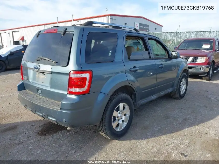 1FMCU0E73CKB19768 2012 Ford Escape Limited