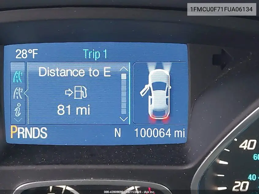 1FMCU0F71FUA06134 2015 Ford Escape S