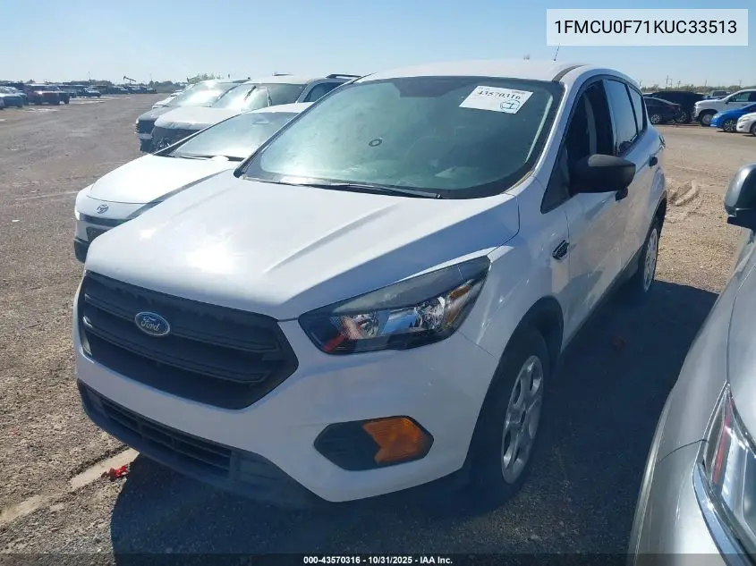 1FMCU0F71KUC33513 2019 Ford Escape S