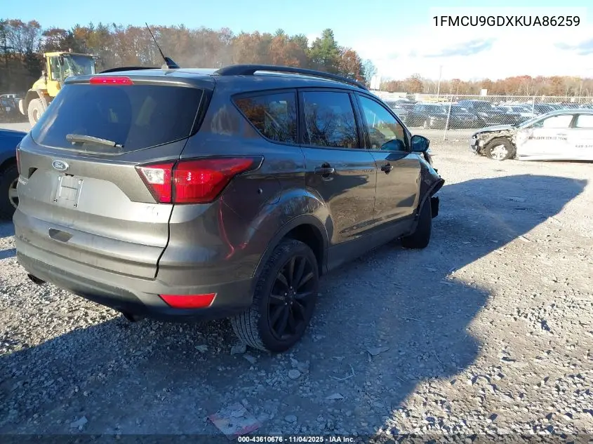 1FMCU9GDXKUA86259 2019 Ford Escape Se
