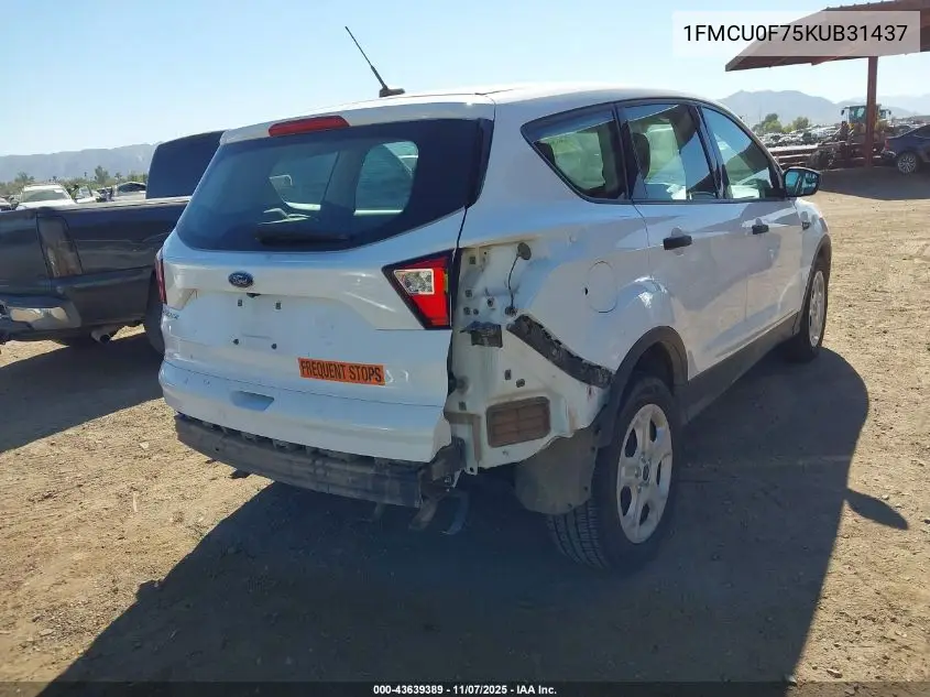 1FMCU0F75KUB31437 2019 Ford Escape S