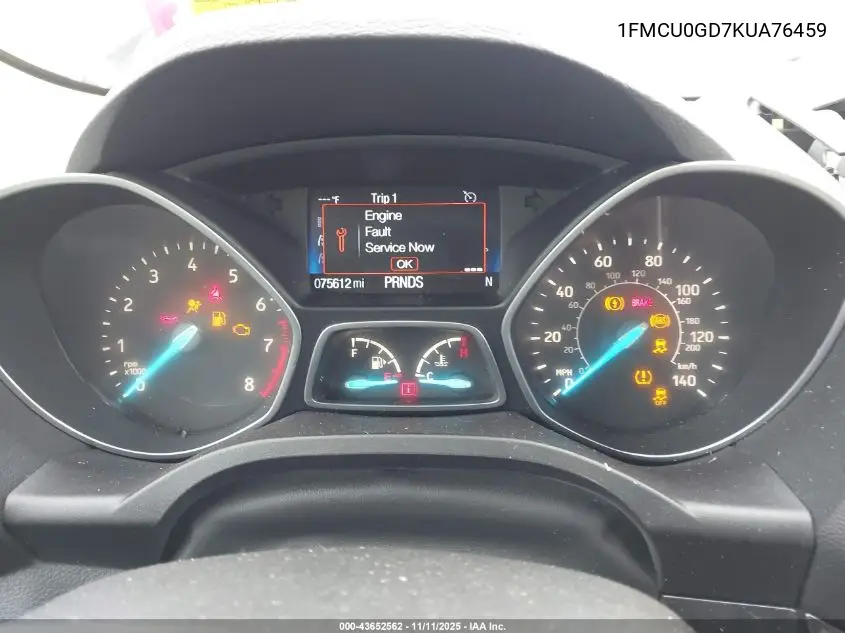 1FMCU0GD7KUA76459 2019 Ford Escape Se