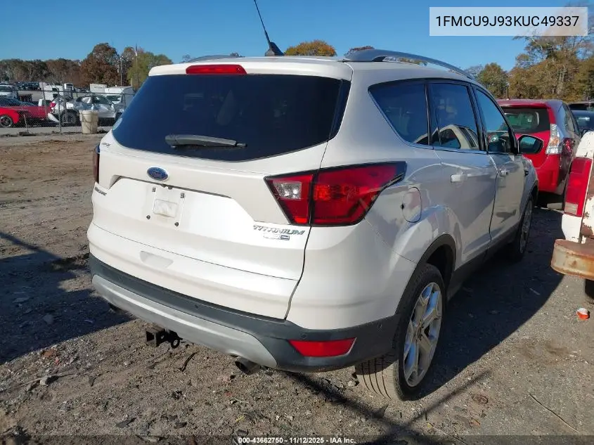 1FMCU9J93KUC49337 2019 Ford Escape Titanium
