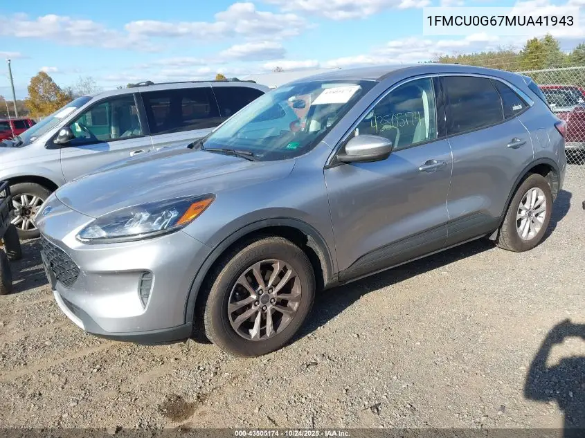 1FMCU0G67MUA41943 2021 Ford Escape Se