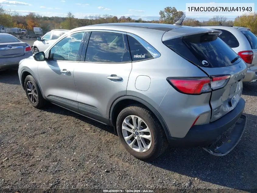1FMCU0G67MUA41943 2021 Ford Escape Se