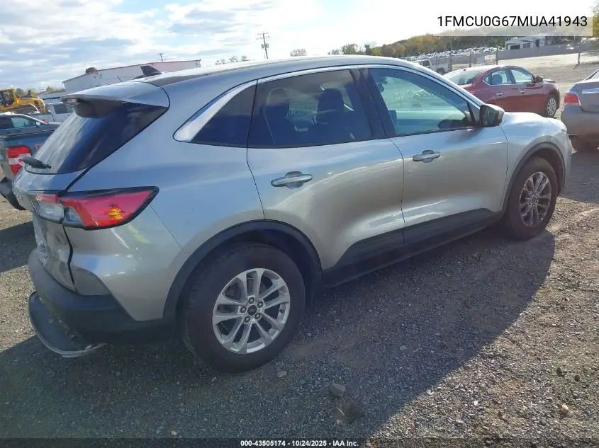 1FMCU0G67MUA41943 2021 Ford Escape Se