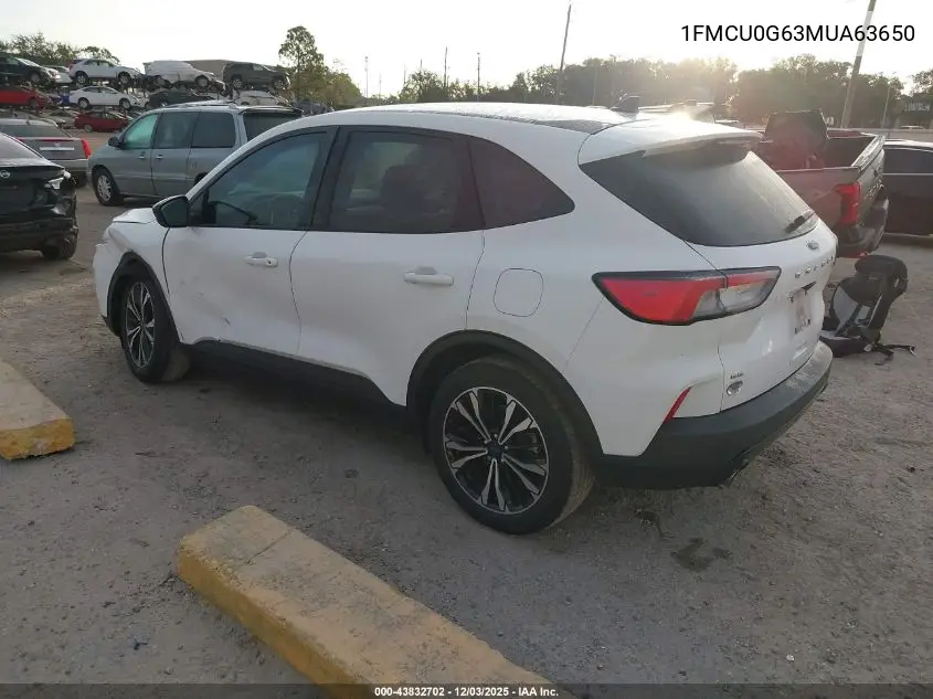 1FMCU0G63MUA63650 2021 Ford Escape Se