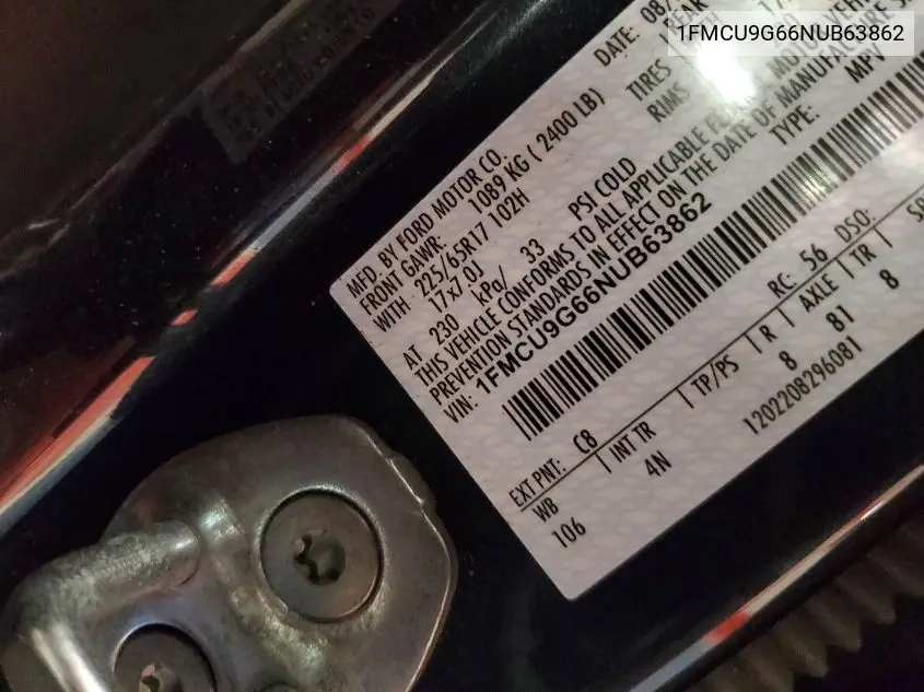 1FMCU9G66NUB63862 2022 Ford Escape Se