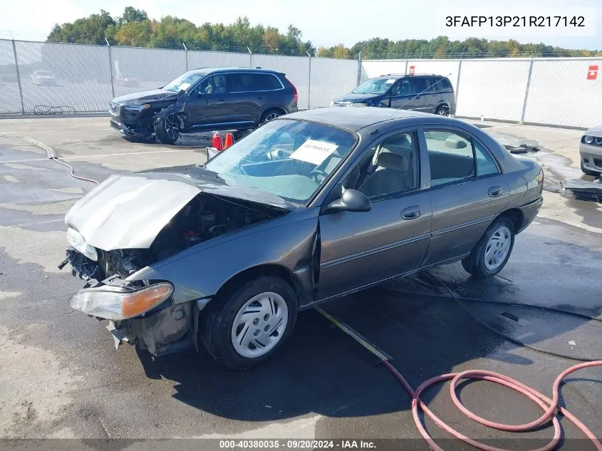 2001 Ford Escort VIN: 3FAFP13P21R217142 Lot: 40380035