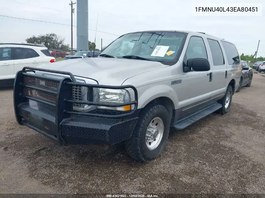 1FMNU40L43EA80451 2003 Ford Excursion Xlt