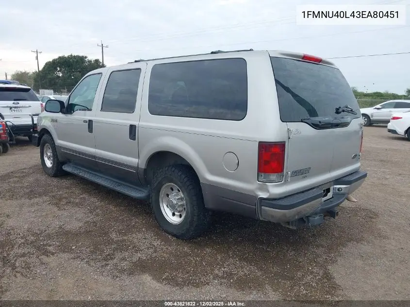 1FMNU40L43EA80451 2003 Ford Excursion Xlt