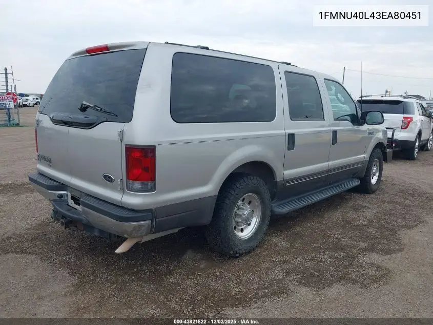 1FMNU40L43EA80451 2003 Ford Excursion Xlt