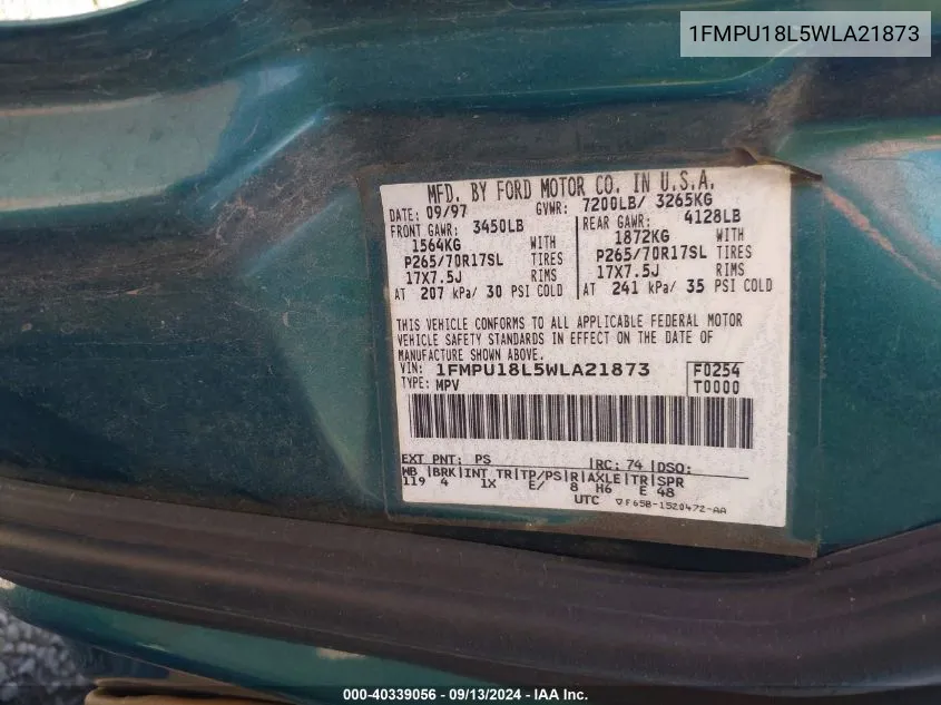 1FMPU18L5WLA21873 1998 Ford Expedition Eddie Bauer/Xlt