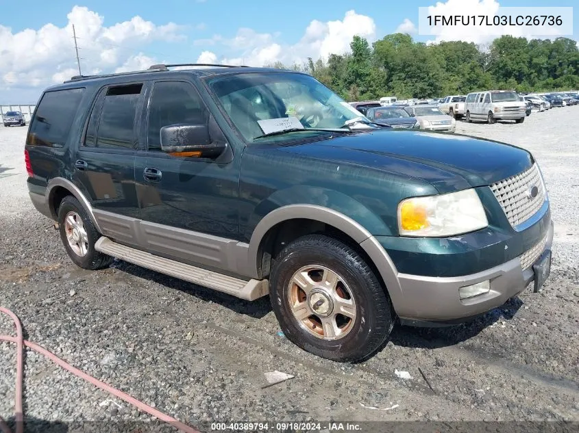 1FMFU17L03LC26736 2003 Ford Expedition Eddie Bauer