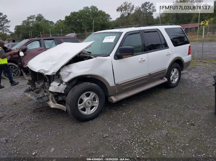 1FMFU17L03LB78137 2003 Ford Expedition Eddie Bauer