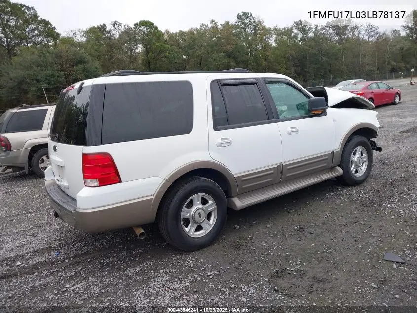 1FMFU17L03LB78137 2003 Ford Expedition Eddie Bauer