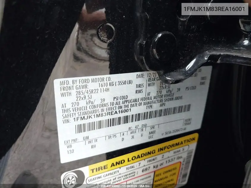 1FMJK1M83REA16001 2024 Ford Expedition Platinum Max