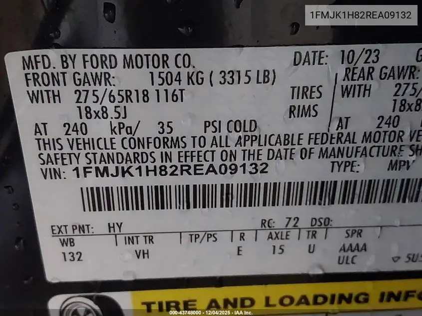 1FMJK1H82REA09132 2024 Ford Expedition Xlt Max