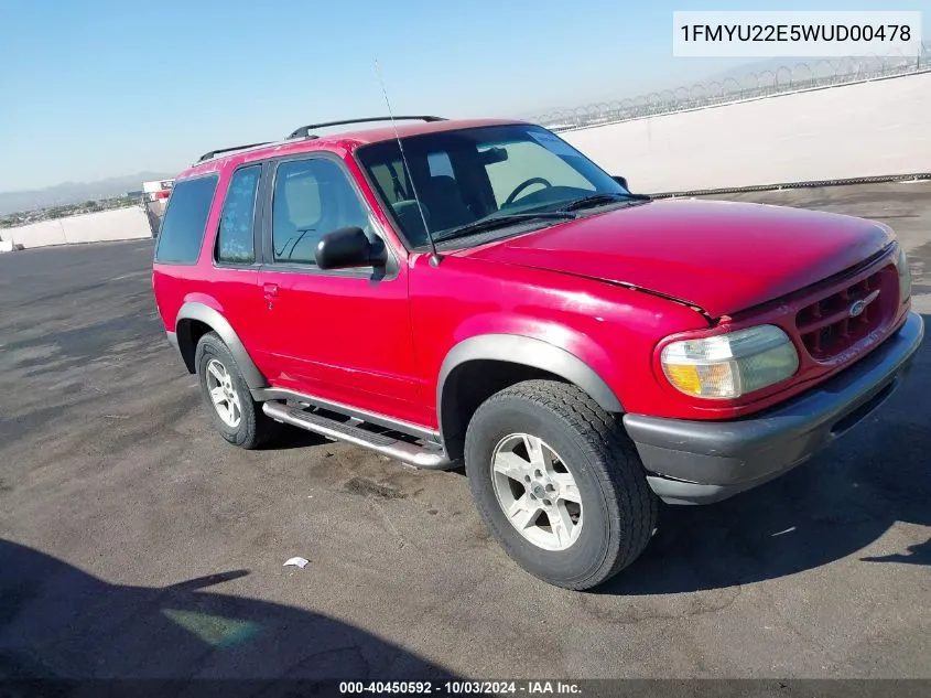 1FMYU22E5WUD00478 1998 Ford Explorer Sport