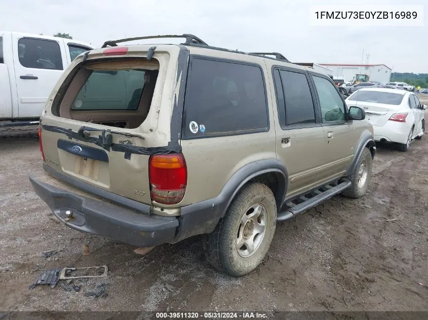 1FMZU73E0YZB16989 2000 Ford Explorer Xlt