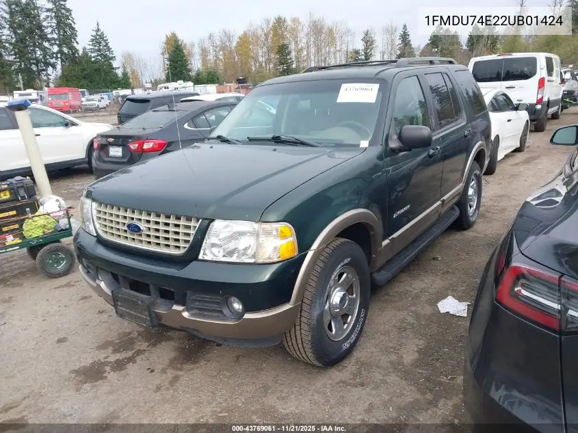 1FMDU74E22UB01424 2002 Ford Explorer Eddie Bauer