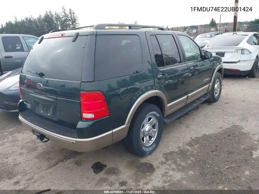 1FMDU74E22UB01424 2002 Ford Explorer Eddie Bauer