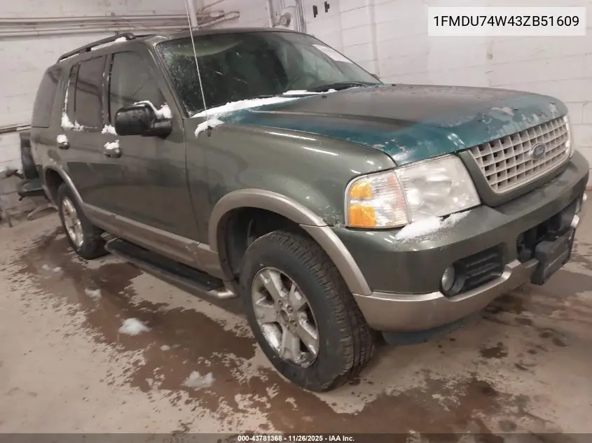 1FMDU74W43ZB51609 2003 Ford Explorer Eddie Bauer