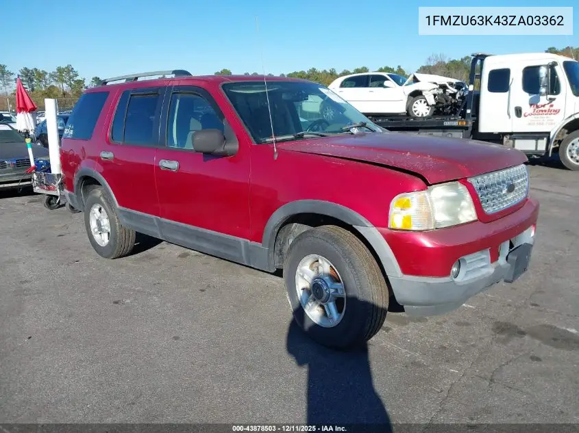 1FMZU63K43ZA03362 2003 Ford Explorer Nbx/Xlt